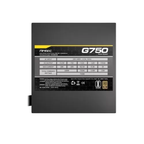 Power Supply Antec G750 0-761345-20035-6 Non modular 80 Plus Gold 12V:750W