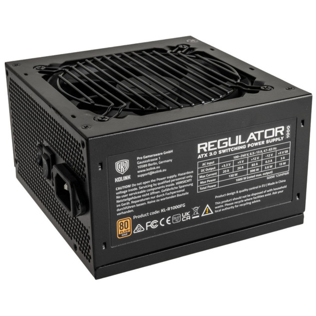 Блок Питания Kolink Regulator 1000W (ATX 3.0) 80 Plus Gold KL-R1000FG 80 Plus