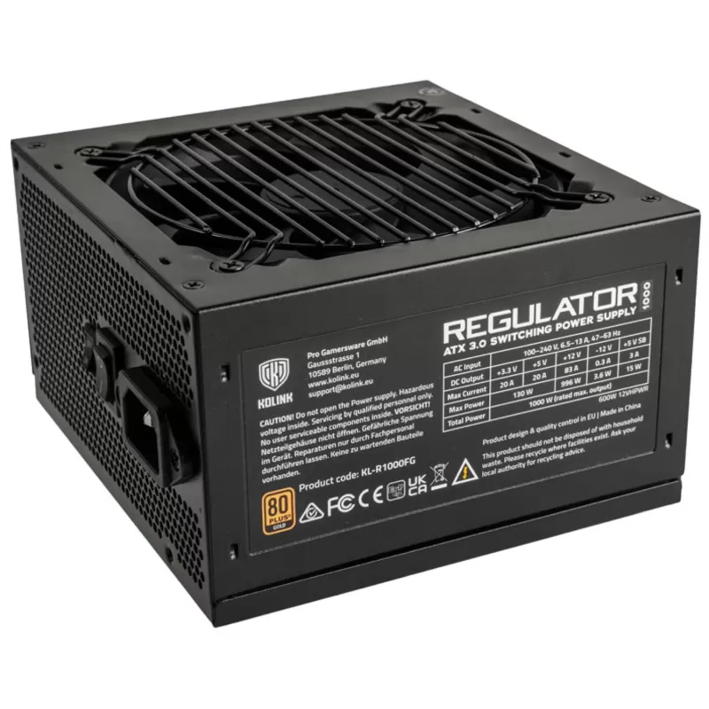 ספק כוח Kolink Regulator 1000W (ATX 3.0) 80 Plus Gold KL-R1000FG 80 Plus Gold ספק כוח Kolink Regulator 1000W (ATX 3.0) 80 Plus Gold KL-R1000FG 80 Plus Gold