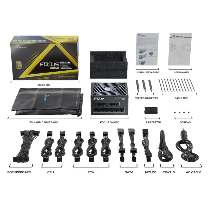 ספק כוח Seasonic Focus GX-850 ATX SRP-FGX851-A5A32SF 80 Plus Gold 850W
