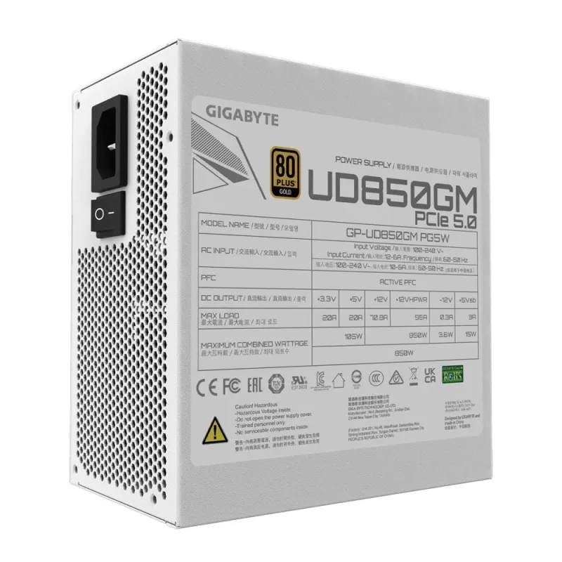 Power Supply Gigabyte UD850GM PG5 V2 ICE GP-UD850GM PG5W 80 Plus Gold 850W