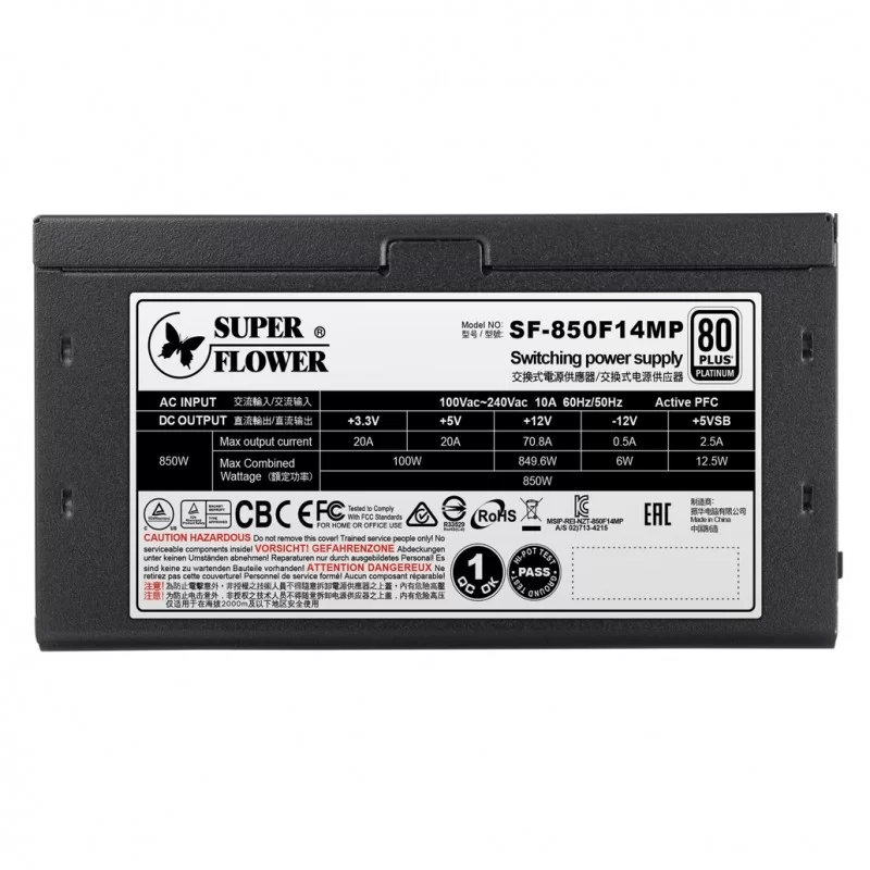 Power Supply Super Flower LEADEX PLATINUM SE 850W SF-850F14MP Full Modular 80 Plus Platinum 12V:849.6W ATX 12V V2.2