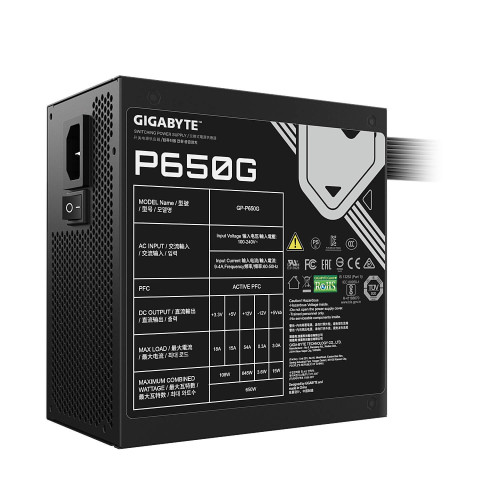 ספק כוח Gigabyte P650G GP-P650G לא מודולרי 80 PLUS Gold 650W