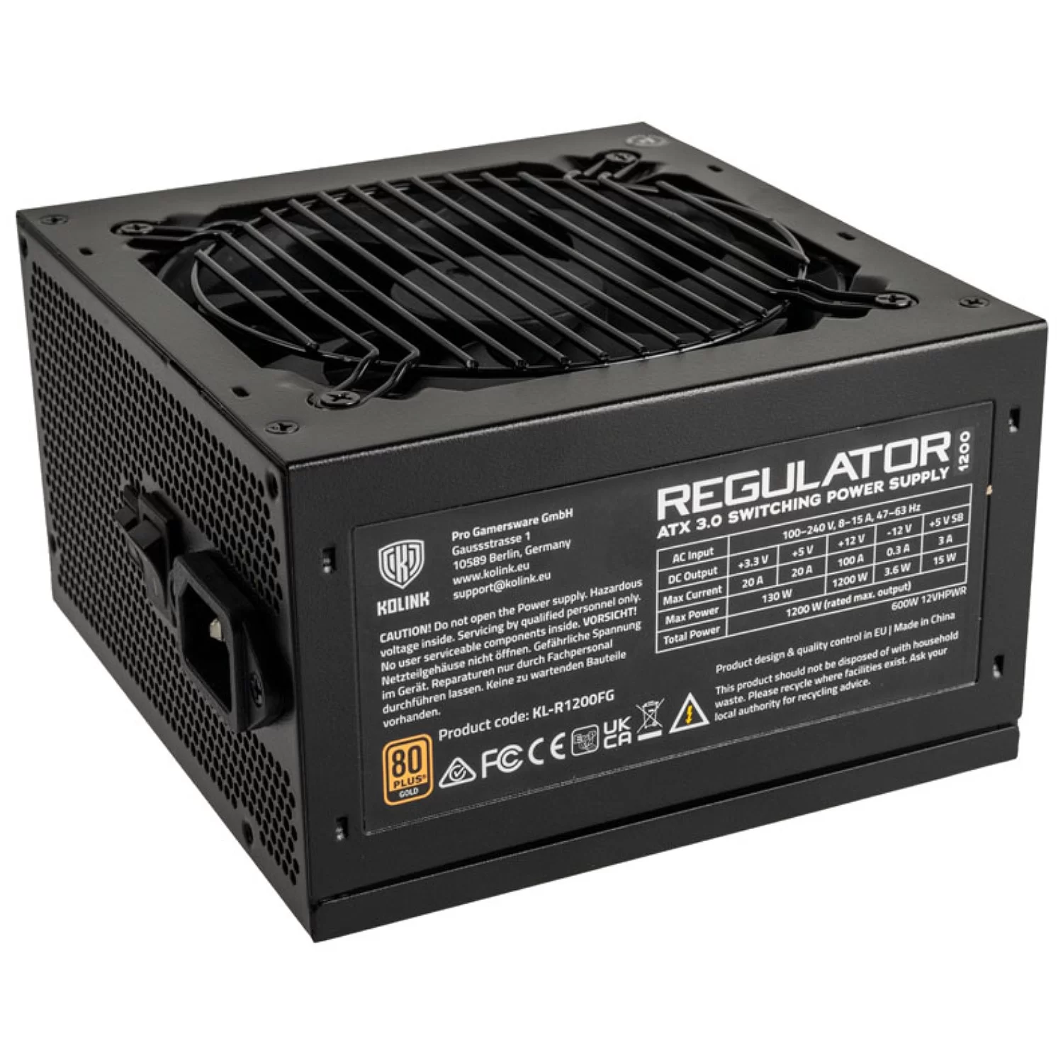 Power Supply Kolink Regulator 1200W (ATX 3.0) 80 Plus Gold KL-R1200FG 80 Plus Gold