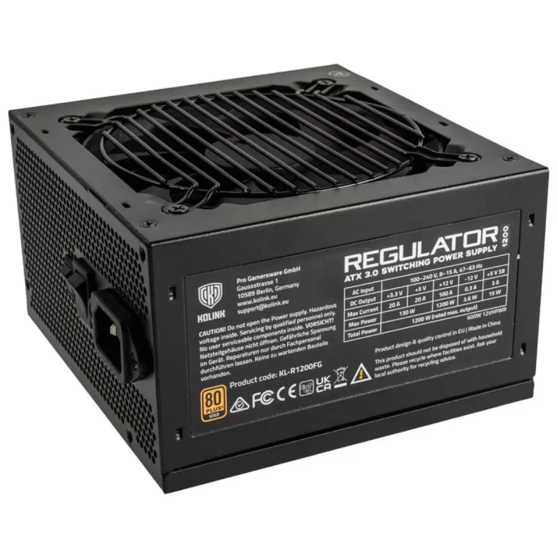 Power Supply Kolink Regulator 1200W (ATX 3.0) 80 Plus Gold KL-R1200FG 80 Plus Gold Power Supply Kolink Regulator 1200W (ATX 3.0) 80 Plus Gold KL-R1200FG 80 Plus Gold
