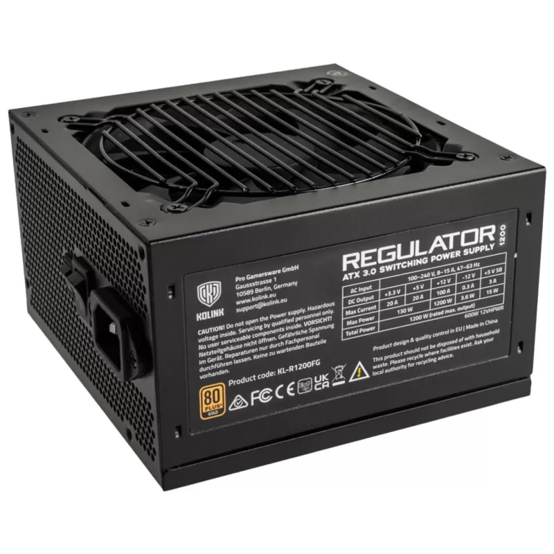 Power Supply Kolink Regulator 1200W (ATX 3.0) 80 Plus Gold KL-R1200FG 80 Plus Gold Power Supply Kolink Regulator 1200W (ATX 3.0) 80 Plus Gold KL-R1200FG 80 Plus Gold