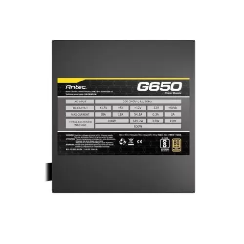 ספק כוח Antec ATOM B650 0-761345-20032-5 מודולרי חלקי 80 Plus Gold 650W 12V:649.2W