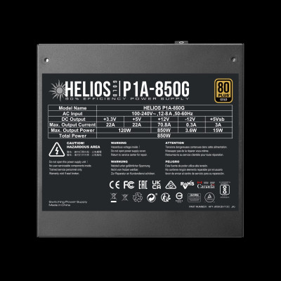 ספק כוח Gamdias HELIOS P1A-850G Fully Modular HELIOS P1A-850G מודולרי מלא 80 ספק כוח Gamdias HELIOS P1A-850G Fully Modular HELIOS P1A-850G מודולרי מלא 80