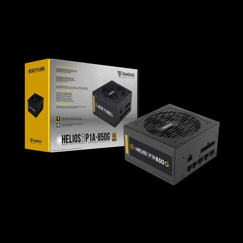 Блок Питания Gamdias HELIOS P1A-850G Fully Modular HELIOS P1A-850G Полностью Модулярный 80 Plus Gold 12V:850W ATX12V v2.52