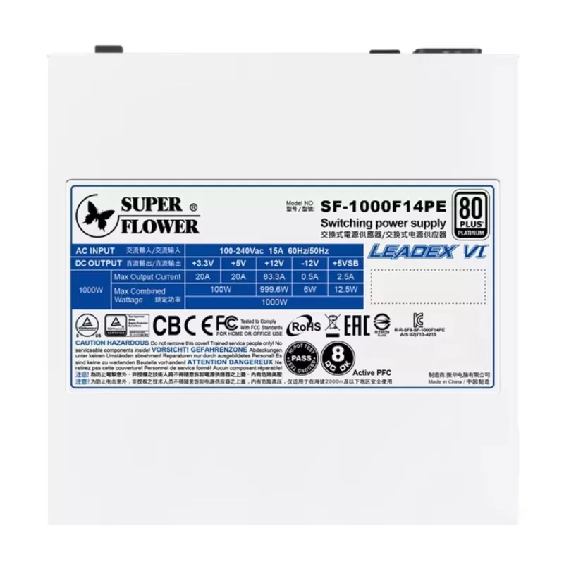 Power Supply Super Flower Leadex VI PRO 1000W PCIe 5.1 Platinum white SF-1000F14PE-WH 80+ Platinum