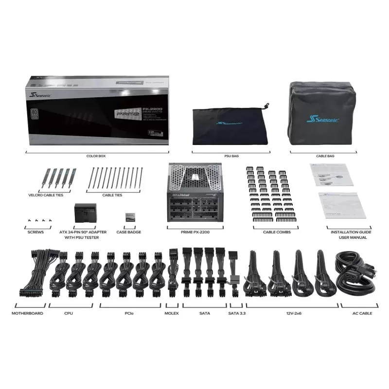 ספק כוח Seasonic Prime Prime PX-2200 ATX SRP-PPX222-A5A22ST 80 Plus Platinum 200W