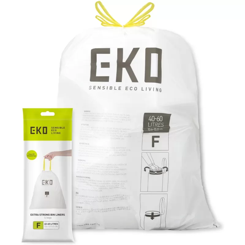 סט 12 שקיות לפח EKO Size F 40-60L EK33706 EK33706 צבע לבן סט 12 שקיות לפח EKO Size F 40-60L EK33706 EK33706 צבע לבן