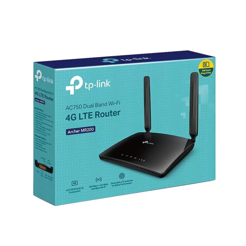 4G WiFi LTE AC750 Mbps bi-band modem and router TP-Link Archer MR200