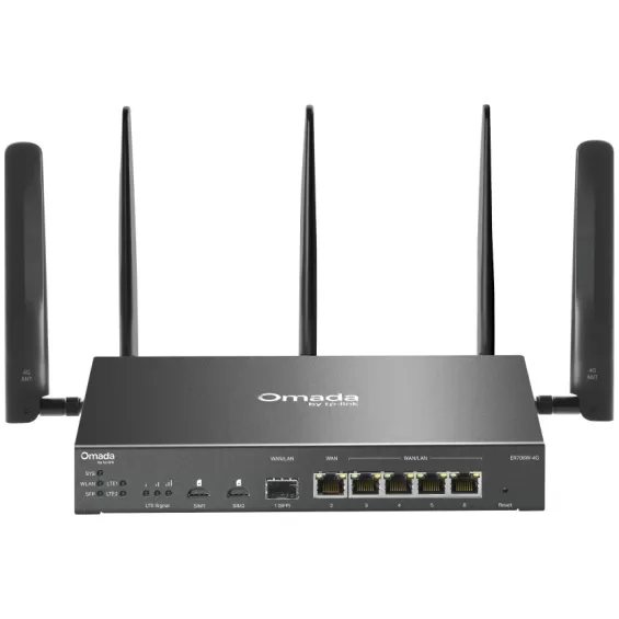Сотовый маршрутизатор Omada ER706W-4G 4G+ Cat6 AX3000 Wi-Fi 6 ER706W-4G Цвет:чёрный
