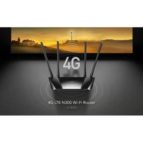 Беспроводной маршрутизатор с поддержкой SIM-карты (модем) CUDY 300 Mbps Wireless N 4G LTE Router, Model: LT400 LT400_EU-IL Цвет:чёрный