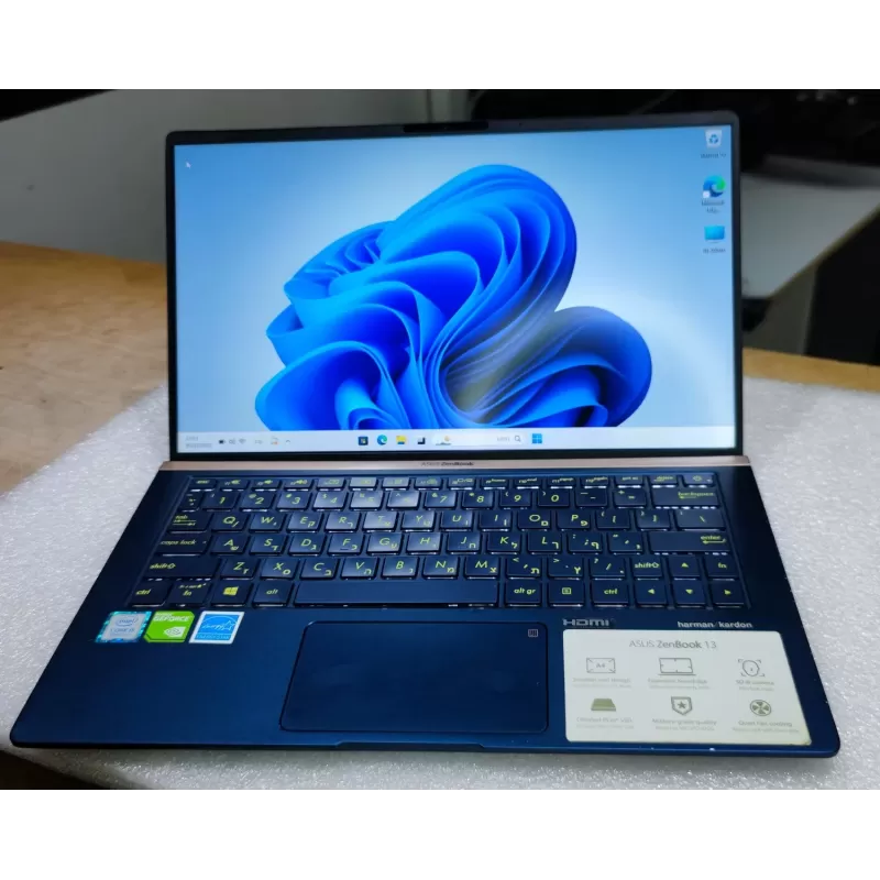 מחשב נייד מחודש Asus ZenBook 13 UX333FA Intel Core i5-8265U 13.3" FHD 100% 8GB SSD:256GB Windows 11 צבע כחול מלכותי