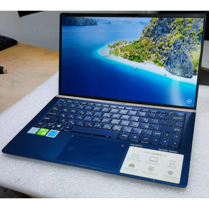 מחשב נייד מחודש Asus ZenBook 13 UX333FA Intel Core i5-8265U 13.3" FHD 100% 8GB SSD:256GB Windows 11 צבע כחול מלכותי
