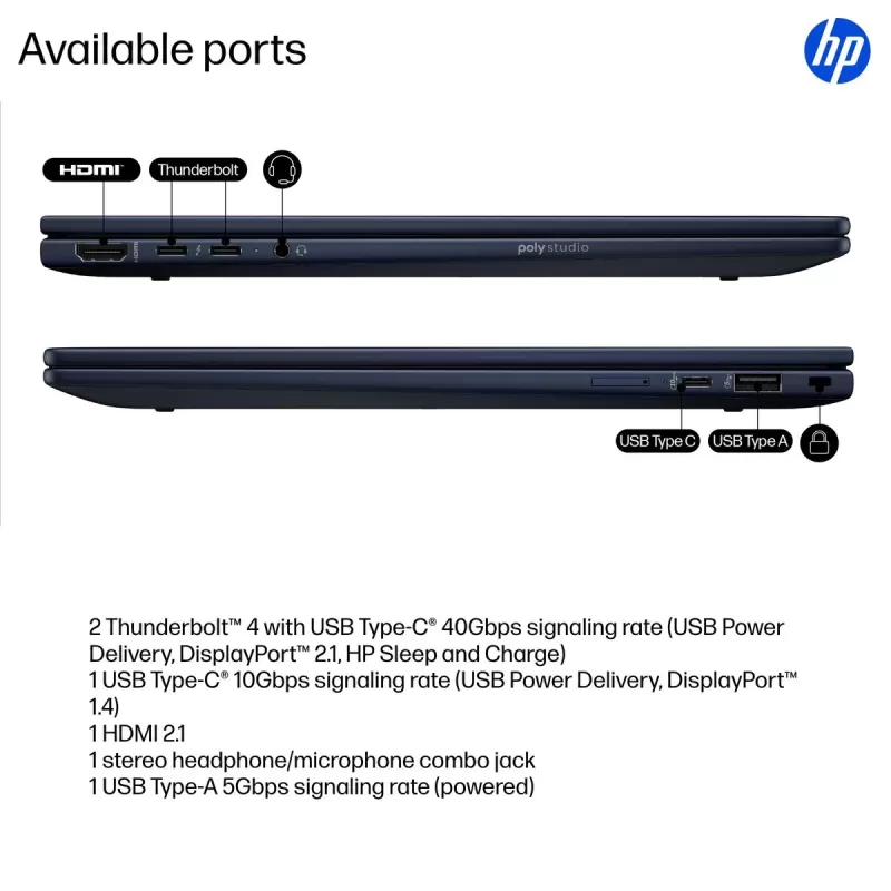 מחשב נייד HP EliteBook X Flip G1i 14" Touch Ultra 7 258V/32GB/1TB/Win11 Pro Modem 5G B69DKET IPS 32GB SSD:1TB Windows 11 Pro