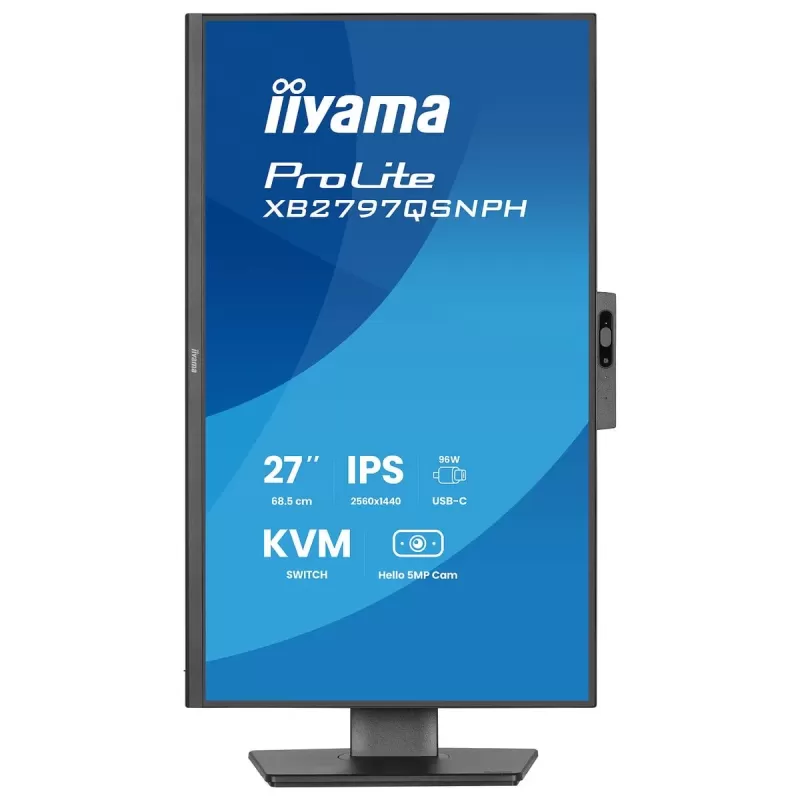 מסך מחשב IIYAMA 27" QHD 75Hz 1ms Webcam USB-C PD96W IPS Monitor XB2797QSNPH-B1