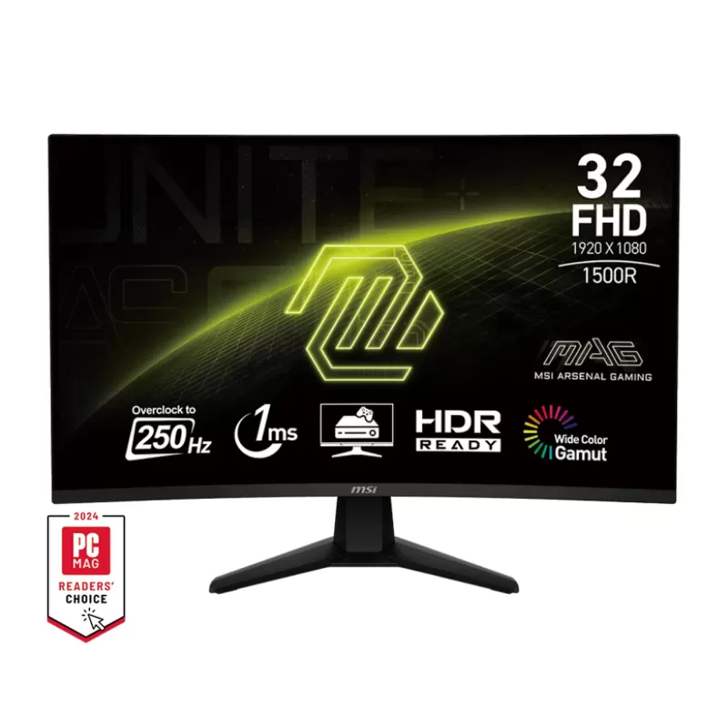 מסך מחשב גיימינג MSI MAG 32C6X HMM326X 31.5" 250Hz(OC) FHD VA צבע שחור