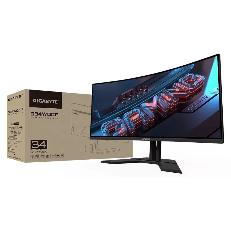 מסך מחשב קעור לגיימינג Gigabyte 34" VA QHD 180Hz 1ms 1500R G34WQCP UWQHD צבע שחור - יבואן רשמי