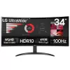 מסך מחשב LG 34" UltraWide VA QHD 100Hz 5ms 1800R 34WR50QK-B UWQHD צבע שחור - יבואן מקביל