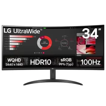 Computer Monitor LG 34" UltraWide VA QHD 100Hz 5ms 1800R 34WR50QK-B UWQHD Color:black - parallel importer