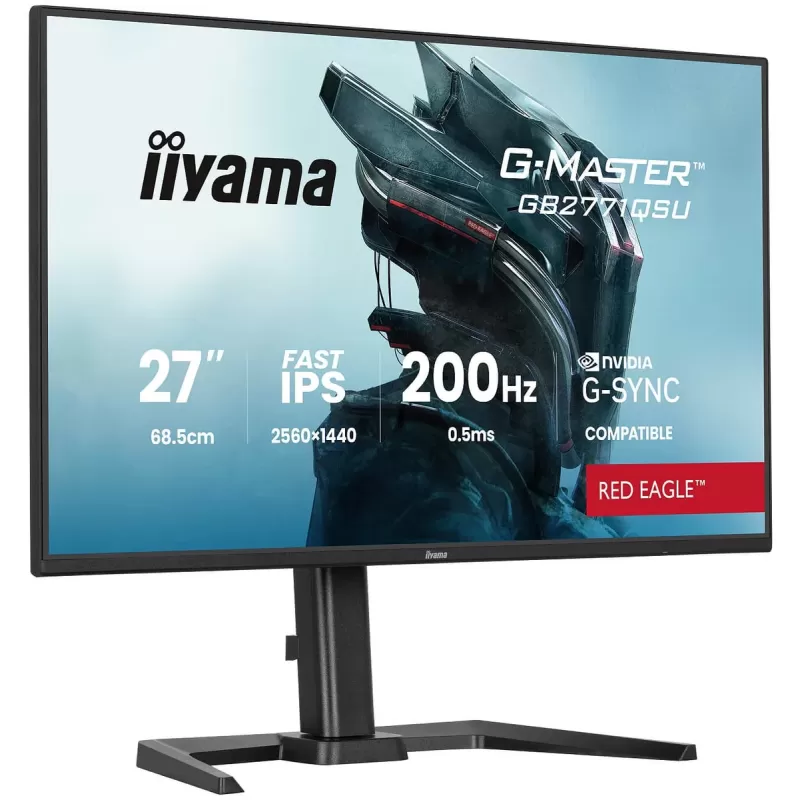 מסך מחשב לגיימינג IIYAMA G-Master Red Eagle GB2771QSU-B1 27" Fast IPS WQHD 200Hz 0.5ms GB2771QSU-B1 צבע שחור
