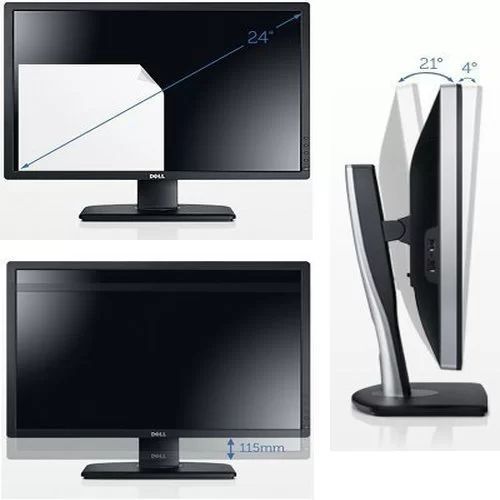 מסך מחשב Dell UltraSharp U2412M 24" FHD+ IPS צבע שחור, כסוף
