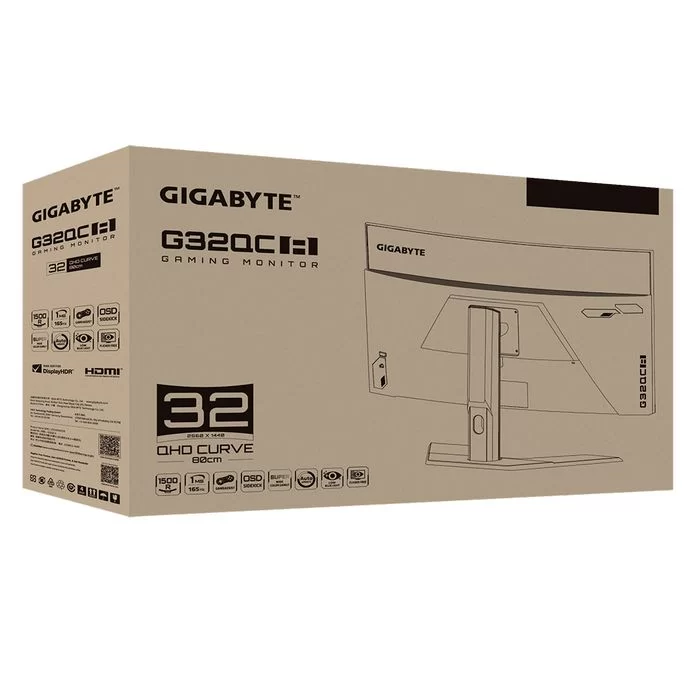 Gaming Monitor Gigabyte G32QC A Curved 31.5" 165Hz WQHD, 2K VA