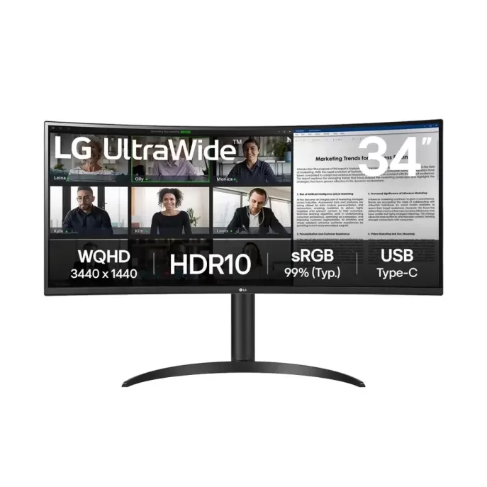 Монитор для ПК LG 34" UltraWide VA QHD 100Hz 5ms 1800R 34WR55QK-B UWQHD Цвет:чёрный - параллельный импортер