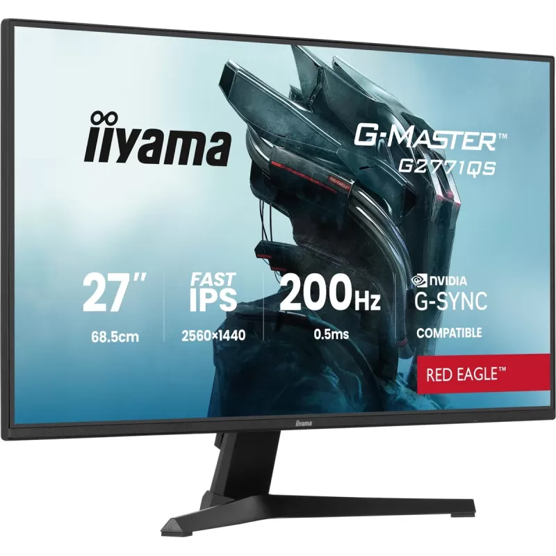 Gaming computer monitor IIYAMA G-Master Red Eagle G2771QS-B1 27" Fast IPS WQHD 200Hz 0.5ms G2771QS-B1 Color:black
