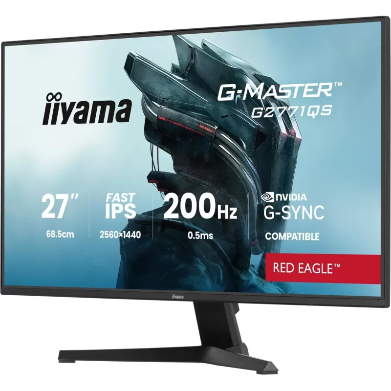 Gaming computer monitor IIYAMA G-Master Red Eagle G2771QS-B1 27" Fast IPS WQHD 200Hz 0.5ms G2771QS-B1 Color:black