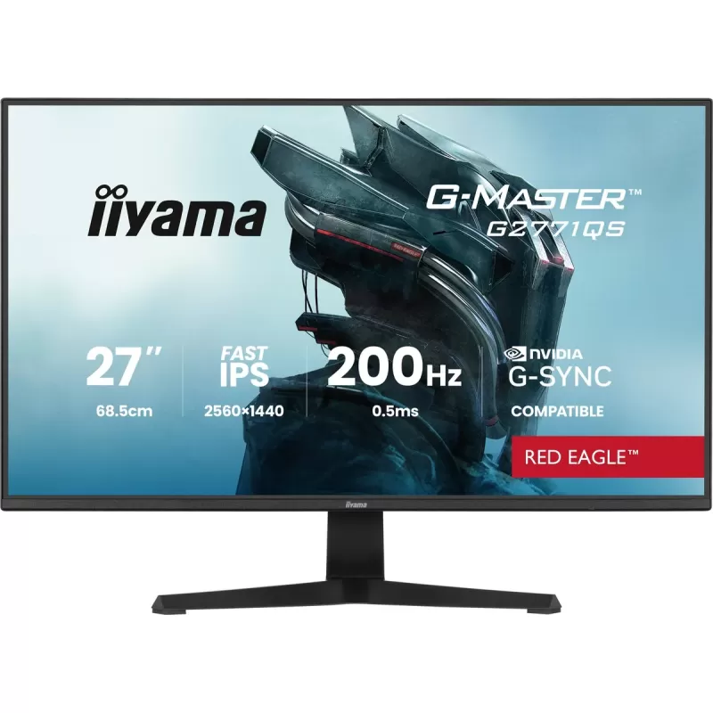 Gaming computer monitor IIYAMA G-Master Red Eagle G2771QS-B1 27" Fast IPS WQHD 200Hz 0.5ms G2771QS-B1 Color:black