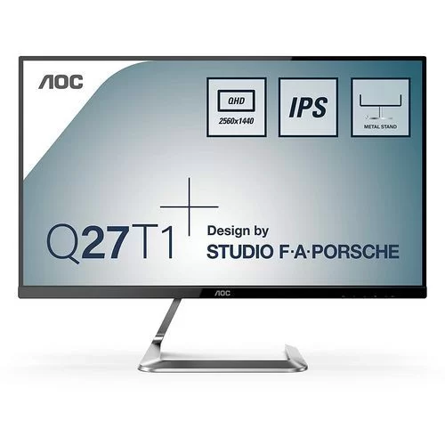 מסך מחשב AOC Q27T1 27" 75Hz 2K, QHD IPS צבע כסוף, שחור - יבואן רשמי