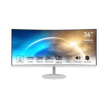 Игровой Монитор MSI PRO MP341CQW Вогнутый 34" 100Hz UWQHD VA Цвет:белый