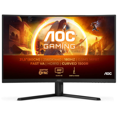 מסך מחשב קעור לגיימינג AOC 31.5" VA QHD 180Hz 0.5ms 1500R קעור Fast VA צבע שחור - יבואן מקביל מסך מחשב קעור לגיימינג AOC 31.5" VA QHD 180Hz 0.5ms 1500R קעור Fast VA צבע שחור - יבואן מקביל