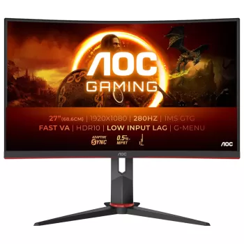 מסך מחשב קעור לגיימינג AOC C27G2Z3-BK 27" 280Hz FHD VA צבע שחור - יבואן מקביל