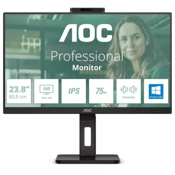 מסך מחשב AOC 23.8" FHD 100Hz 4ms w/Webcam USB-C PD90W IPS Monitor 24P3CW