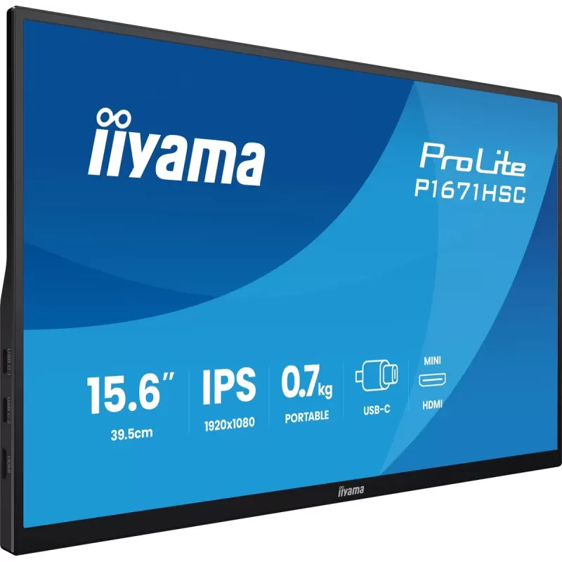 Monitor Computer IIYAMA ProLite P1671HSC-B1 15.6" IPS FHD 60Hz 3ms P1671HSC-B1 Color:black