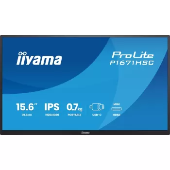 Monitor Computer IIYAMA ProLite P1671HSC-B1 15.6" IPS FHD 60Hz 3ms P1671HSC-B1 Color:black