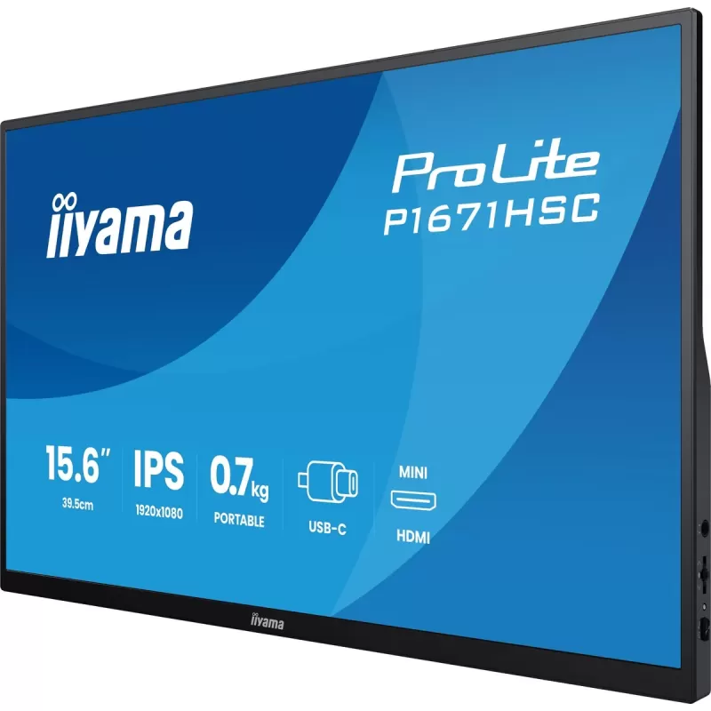 Monitor Computer IIYAMA ProLite P1671HSC-B1 15.6" IPS FHD 60Hz 3ms P1671HSC-B1 Color:black