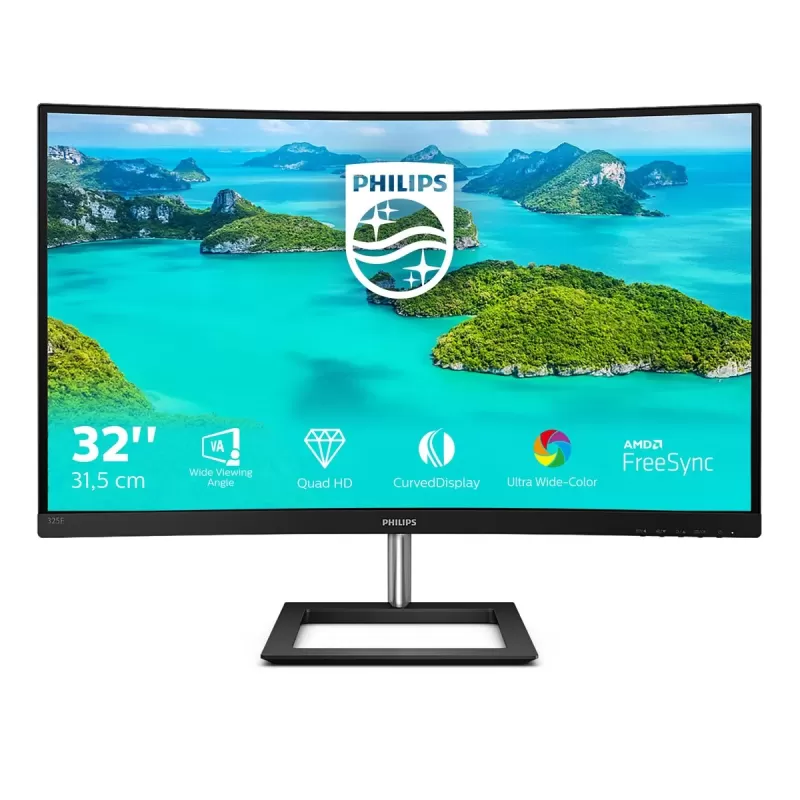 Computer Monitor Philips 325E1C Curved 31.5" 75Hz WQHD, 2K VA Color:black - official importer Computer Monitor Philips 325E1C Curved 31.5" 75Hz WQHD, 2K VA Color:black - official importer