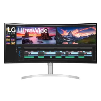 מסך גיימינג LG 38WN95CP-W 38" IPS QHD 144Hz 1ms 2300R 38WN95CP-W קעור 4K, UHD צבע כסוף - יבואן מקביל