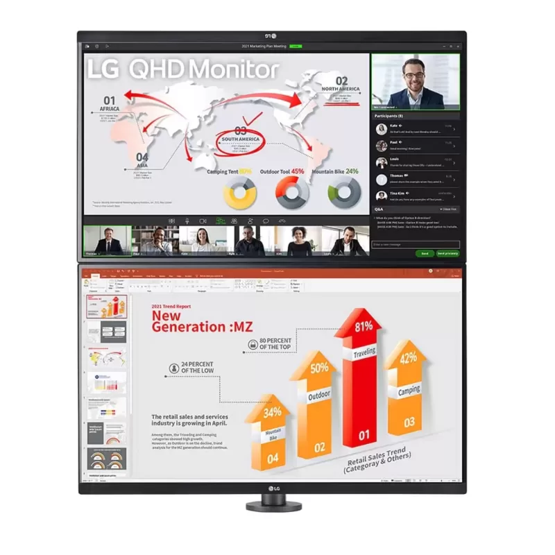 מסך מחשב LG 27QP88DP-BS 27-inch QHD Monitor Ergo Dual with Daisy Chain 27QP88DP-BS 27" 75Hz IPS - יבואן מקביל