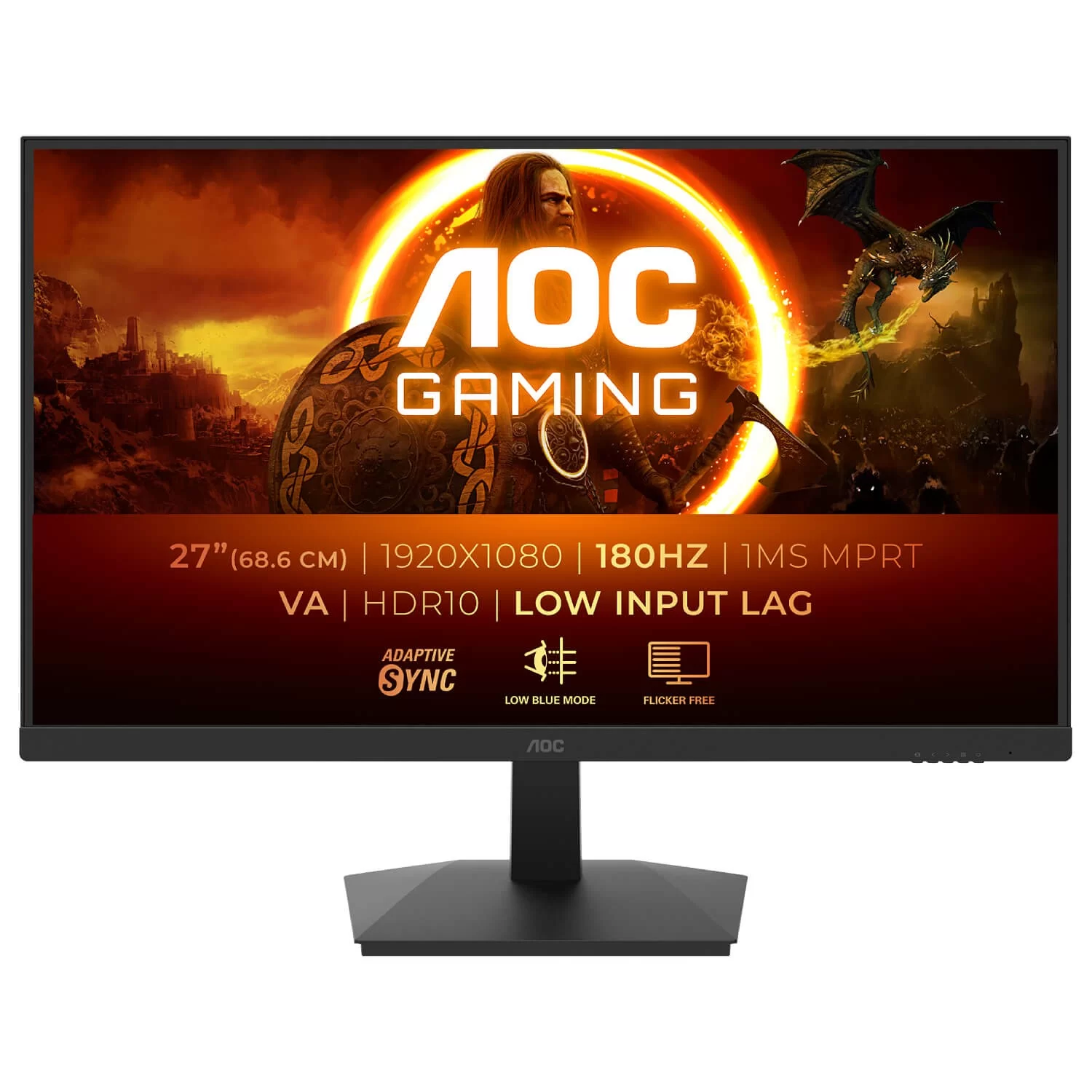 Gaming computer monitor AOC 27" VA FHD 180Hz 1ms 27G15N2 Color:black