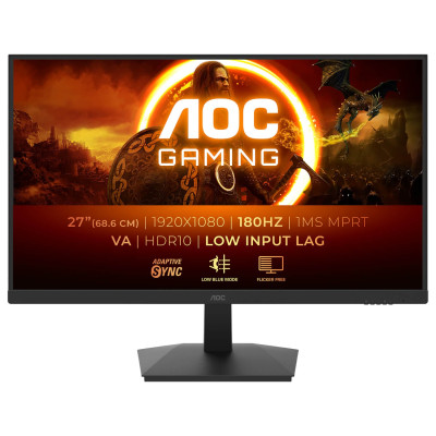 Gaming computer monitor AOC 27" VA FHD 180Hz 1ms Color:black Gaming computer monitor AOC 27" VA FHD 180Hz 1ms Color:black
