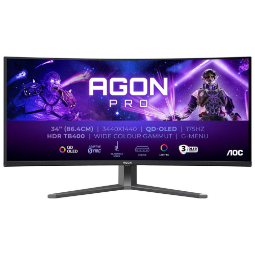 Curved gaming monitor AOC AGON Pro AG346UCD 34" 175Hz OLED Color:black - parallel importer