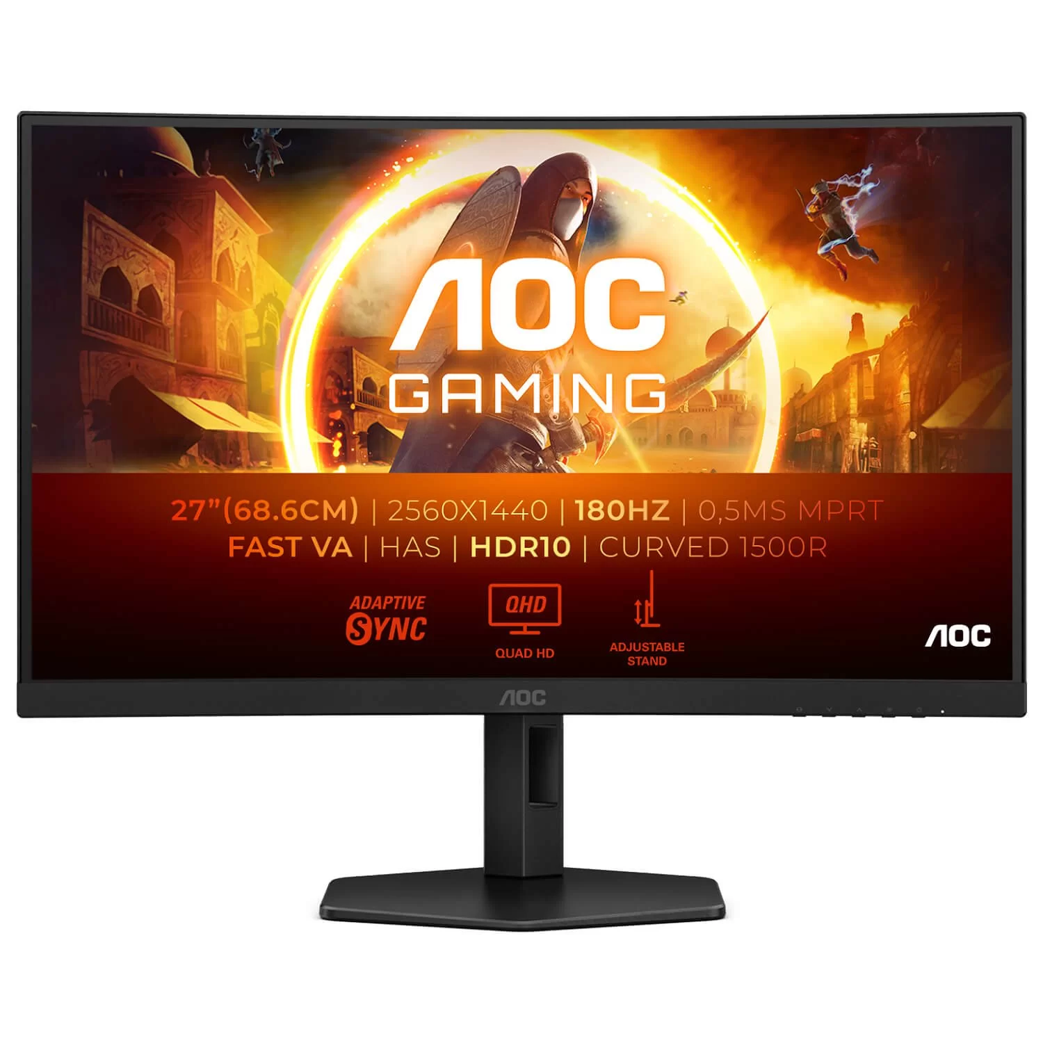 Монитор для ПК AOC CQ27G4X 27" 180Hz 2K, QHD VA Цвет:чёрный - параллельный импортер