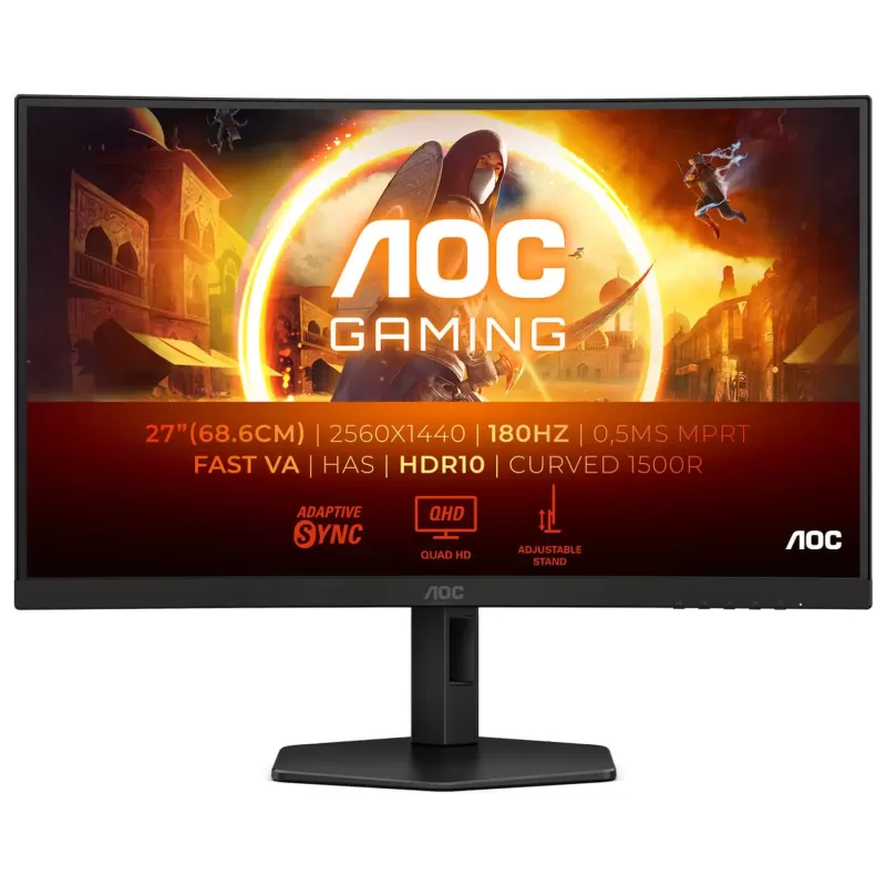 Монитор для ПК AOC CQ27G4X 27" 180Hz 2K, QHD VA Цвет:чёрный - параллельный импортер